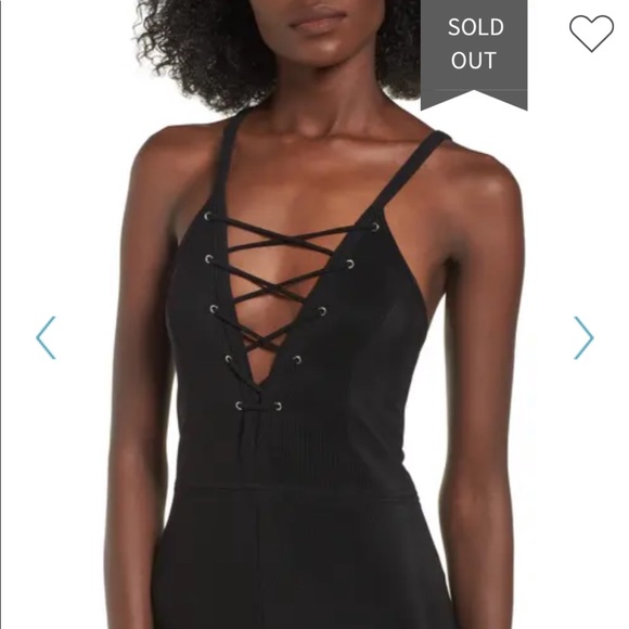 NWT Black Leith Noir Lace Up Bodycon Dress - Picture 1 of 14